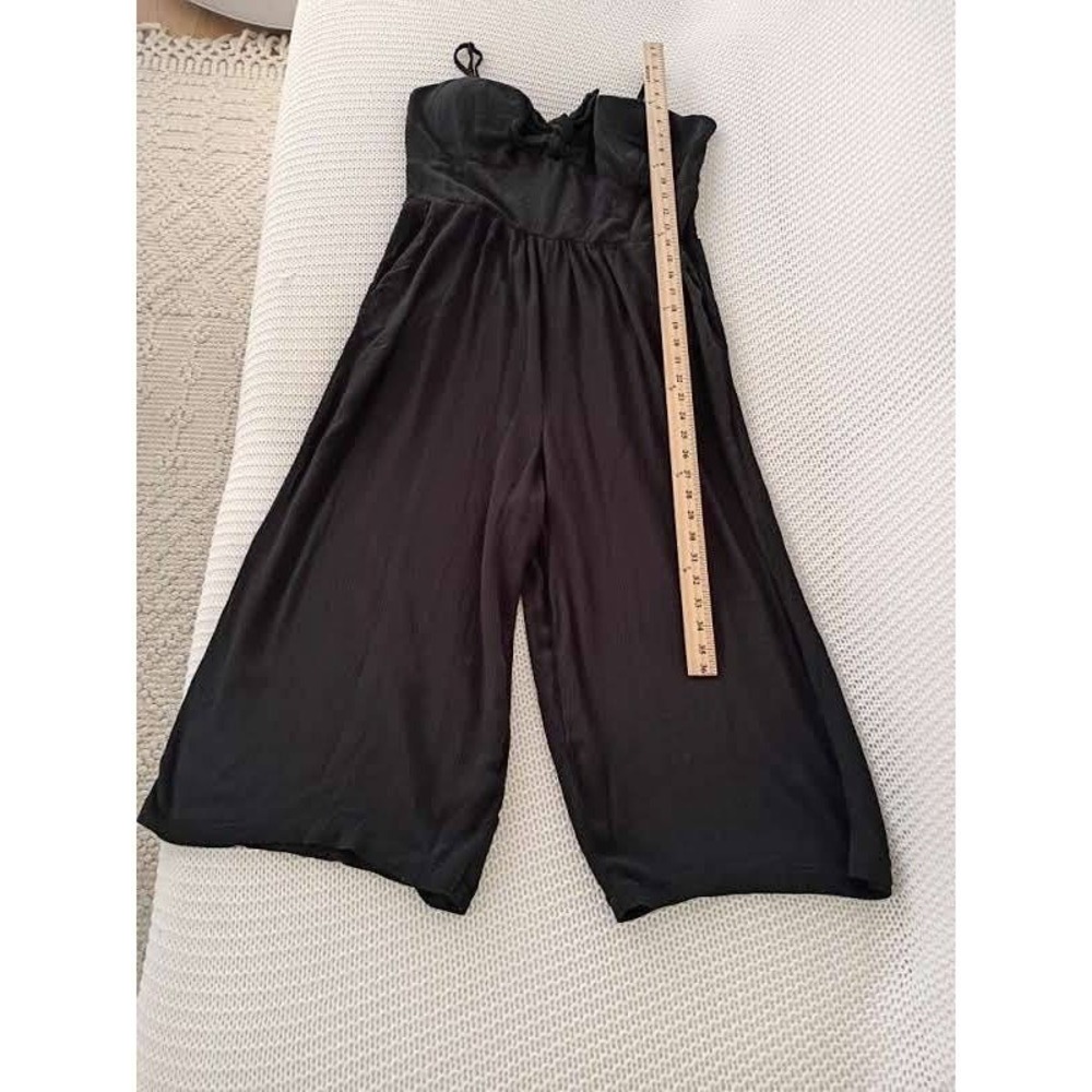 Lily Rose XL Black Wide Leg Jumpsuit Sweetheart Tie Front Smocked Coquette Curve - Picture 5 of 15